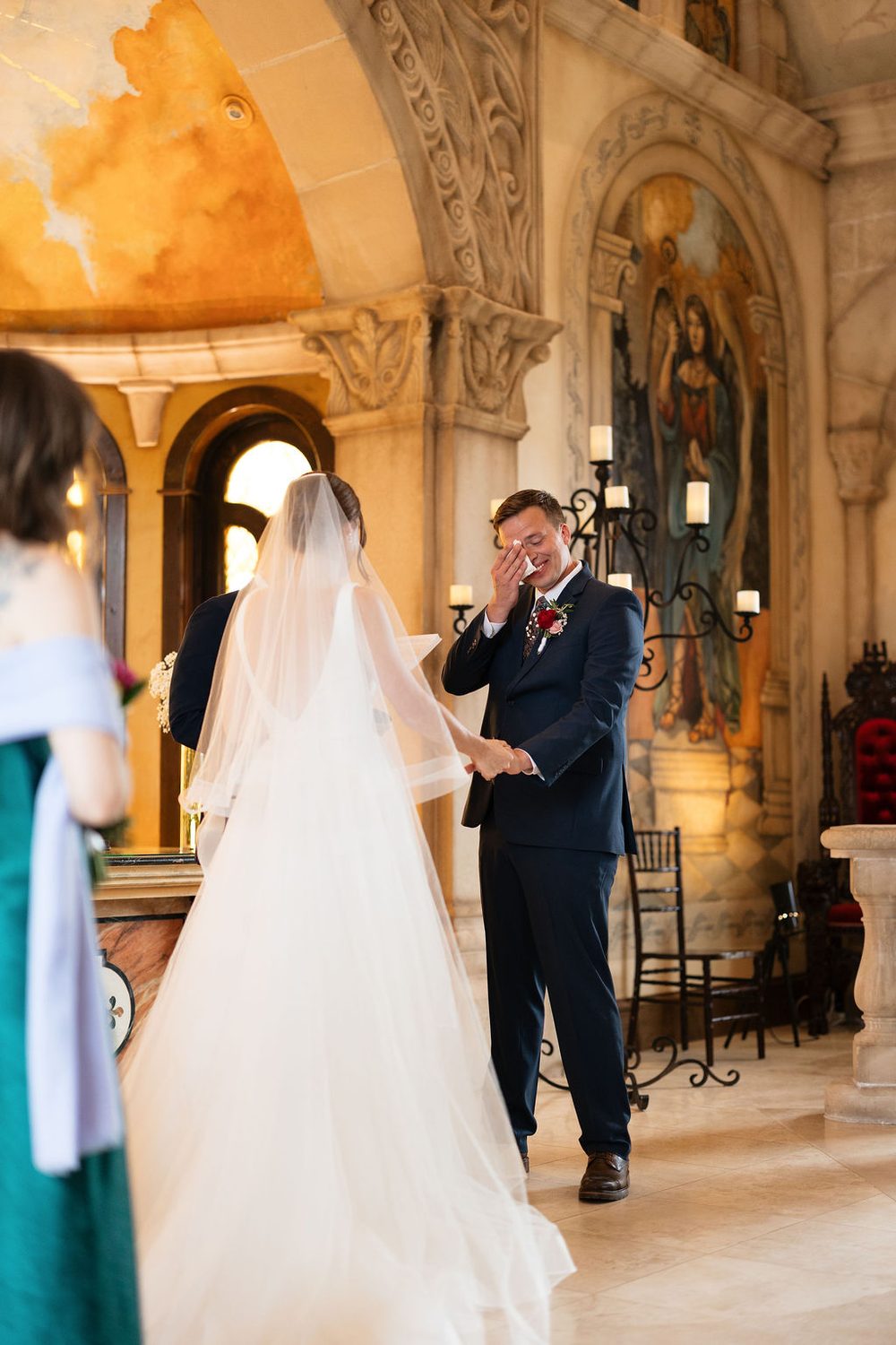 Groom emotional during ceremony
